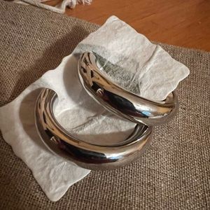 Thick Silver Hoop Earrings